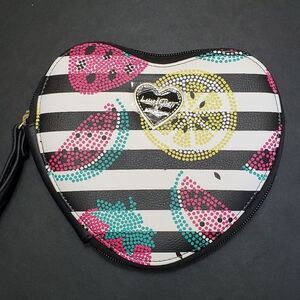 Betsey Johnson black and white fruity wristlet